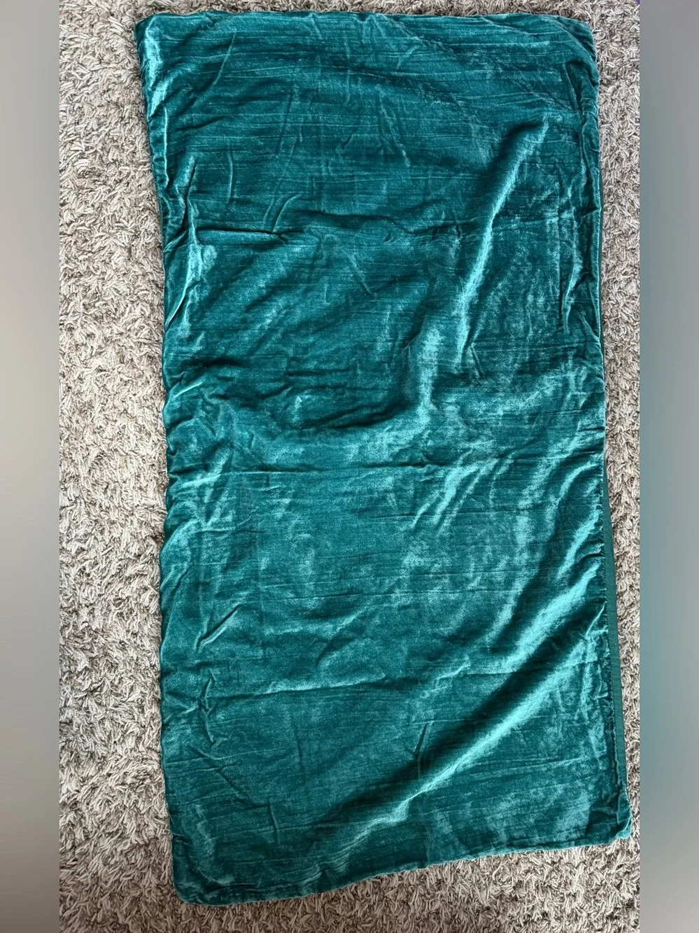 West Elm green crushed velvet standard sized pillow case 20” x 36”
